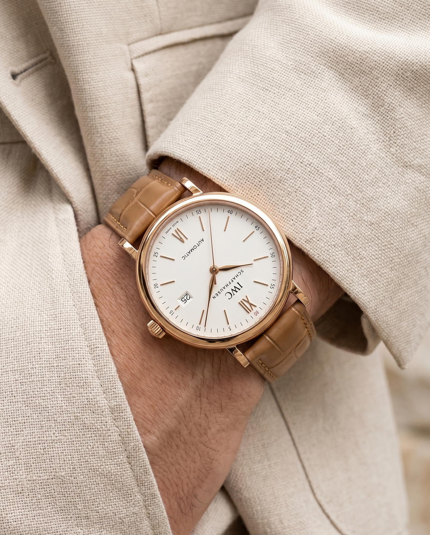 Deep Fawn (Tan)__Croc Print Italian Leather Watch Strap in Dull Tan colour for Luxury Dress Watches Lug width sizes : 18mm, 19mm, 20mm, 22mm