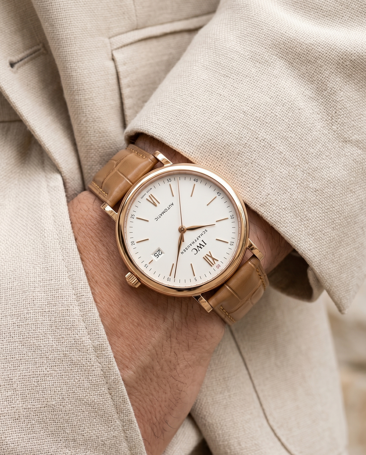 Deep Fawn (Tan)__Croc Print Italian Leather Watch Strap in Dull Tan colour for Luxury Dress Watches Lug width sizes : 18mm, 19mm, 20mm, 22mm