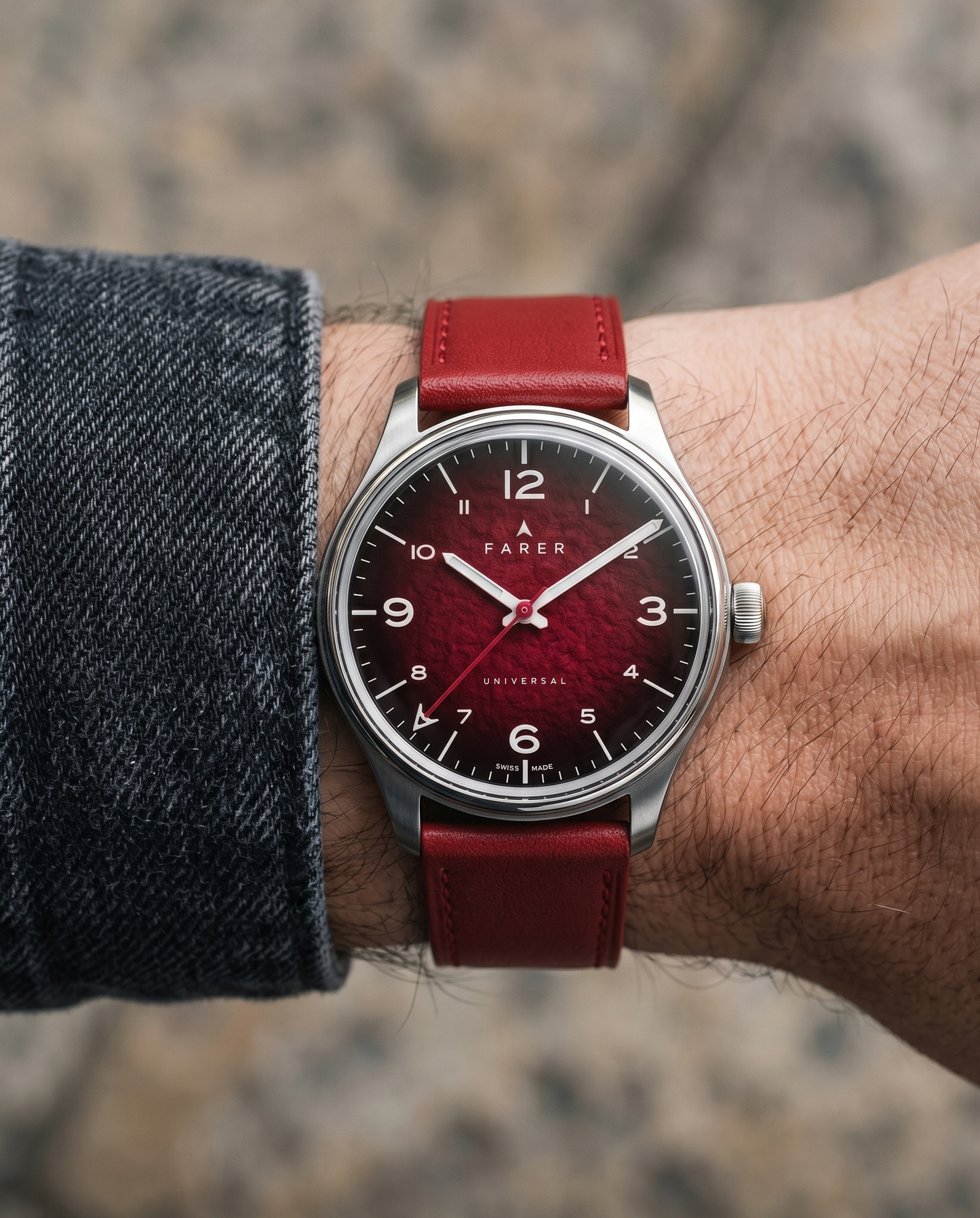 Ember (Red)__Premium Italian Napa Leather Watch strap by Hello EDC in Red 18mm, 20mm & 22mm lug width sizes with FLEXA keeper system.