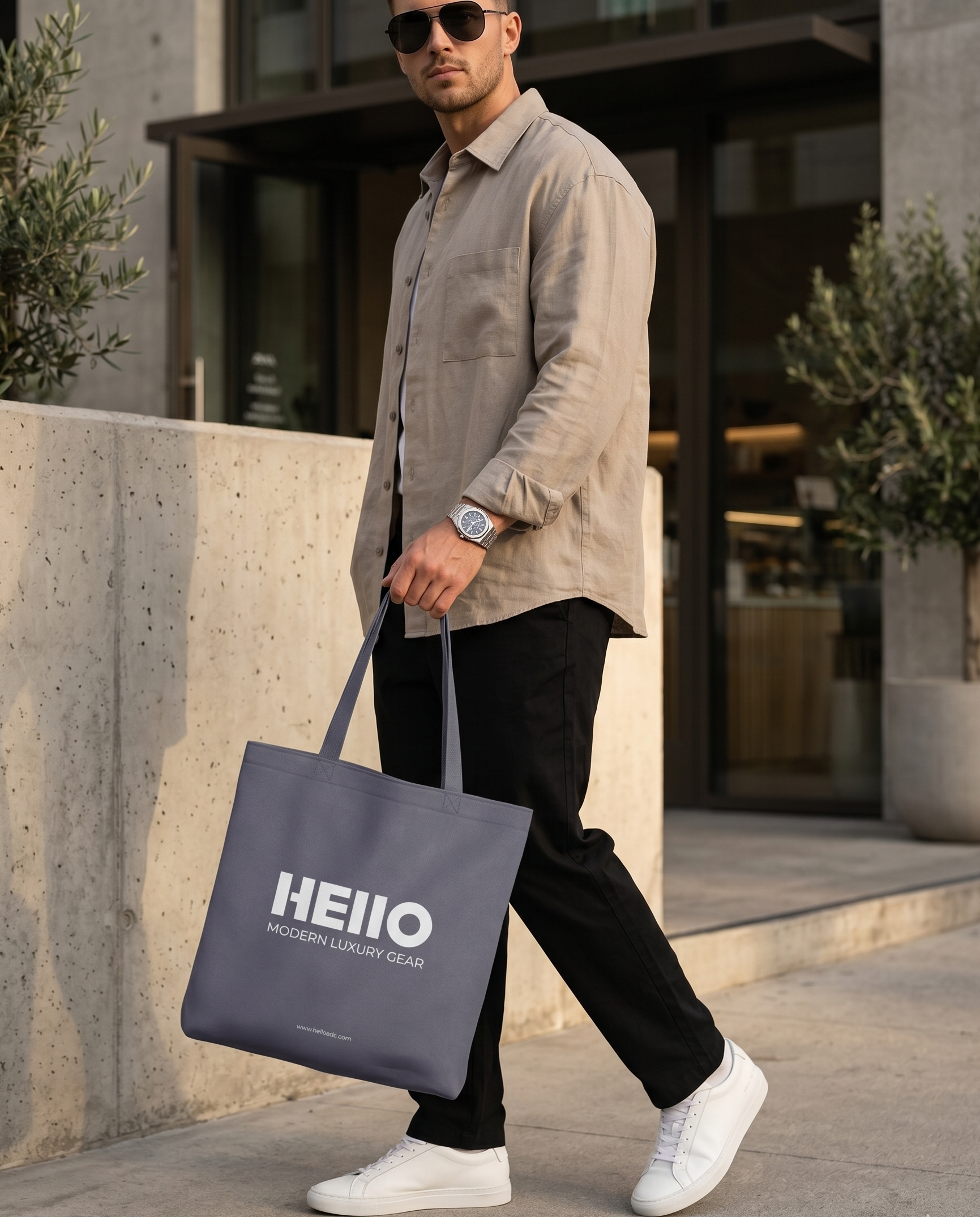 STUDIO GREY__The GTG Tote - Hello Canvas Tote Bag for watch life and Get-together