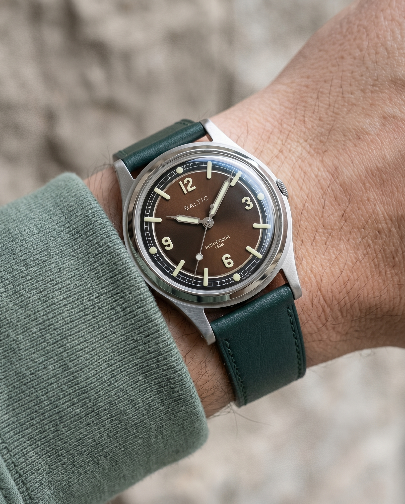 British Racing (Green)__Premium Italian Napa Leather Watch strap by Hello EDC in Dark Green colour and 18mm, 20mm & 22mm lug width sizes with FLEXA keeper system