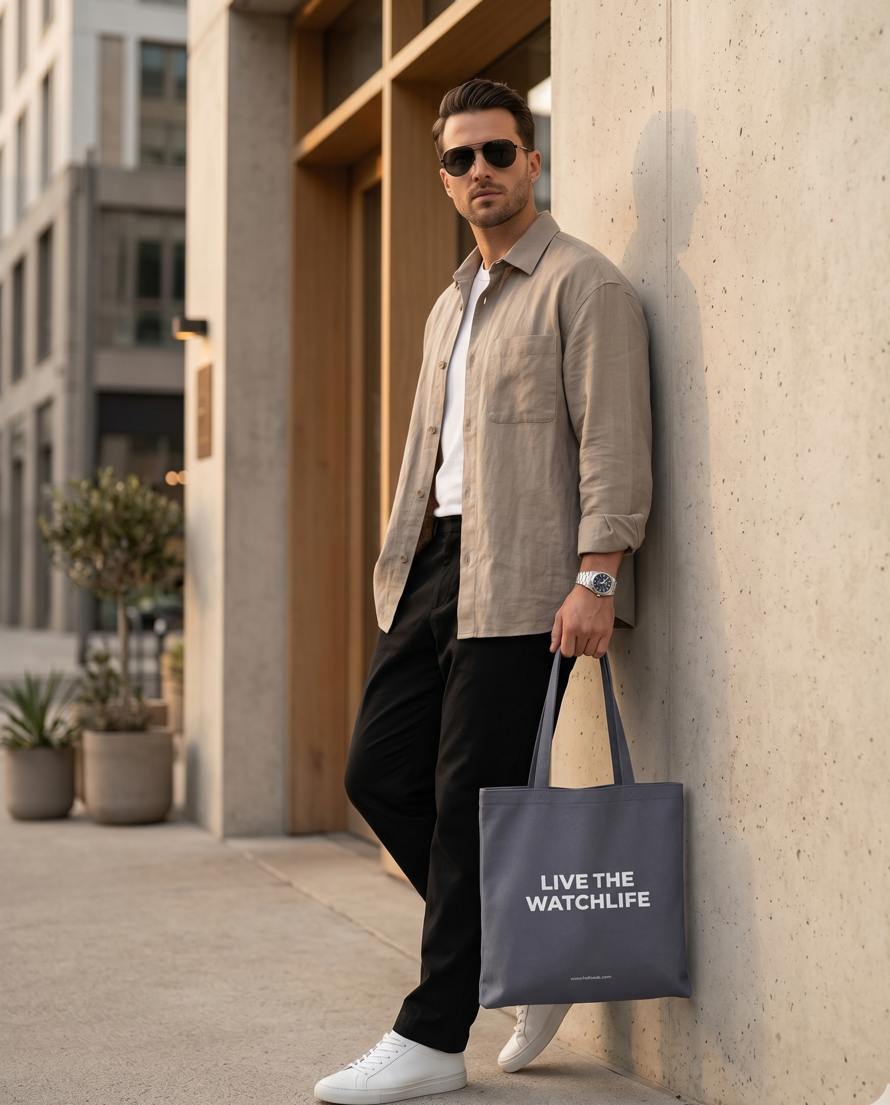 STUDIO GREY__The GTG Tote - Hello Canvas Tote Bag for watch life and Get-together