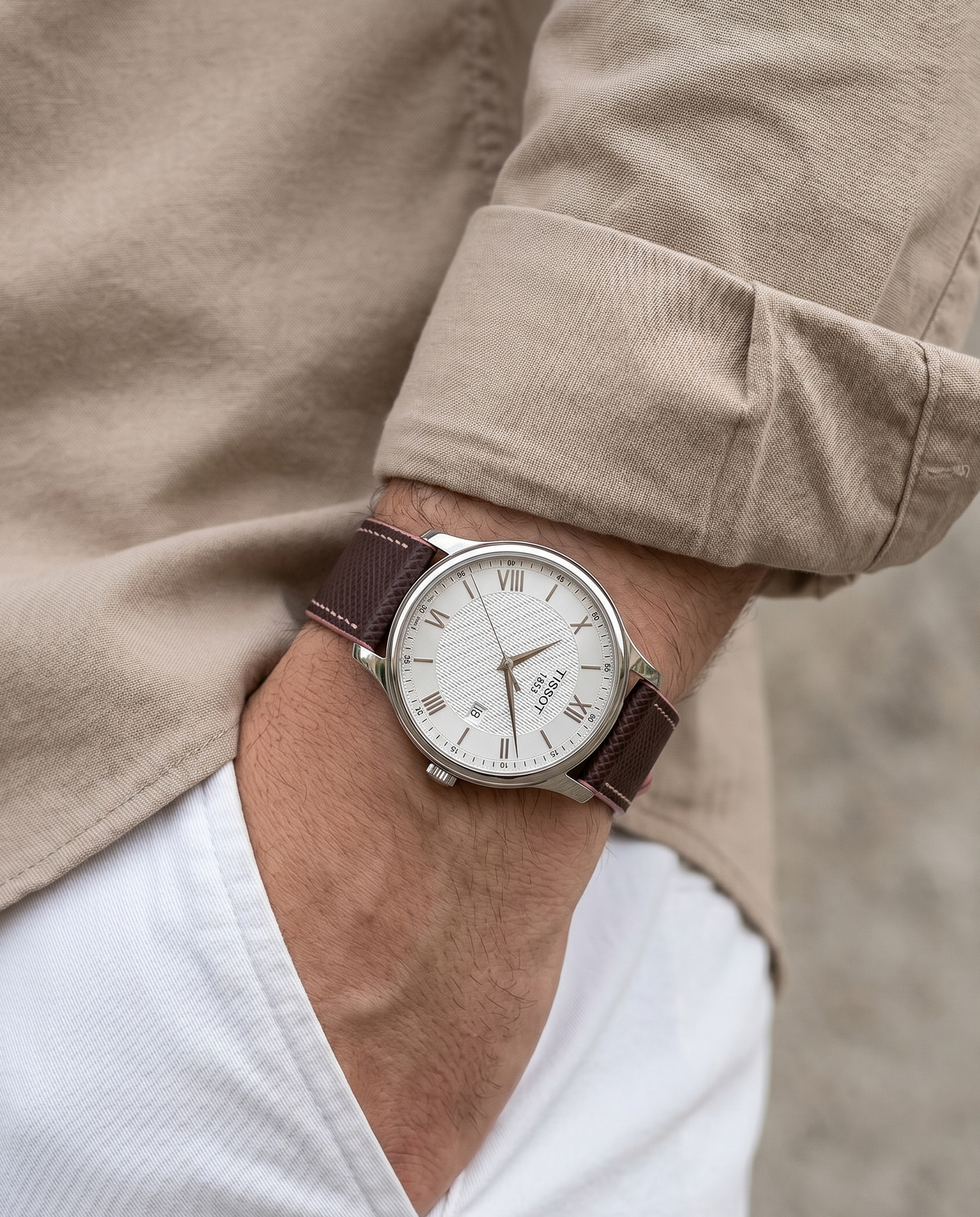 Chocolate Rose__Brown Pink Epsom Italian Leather Watch strap
