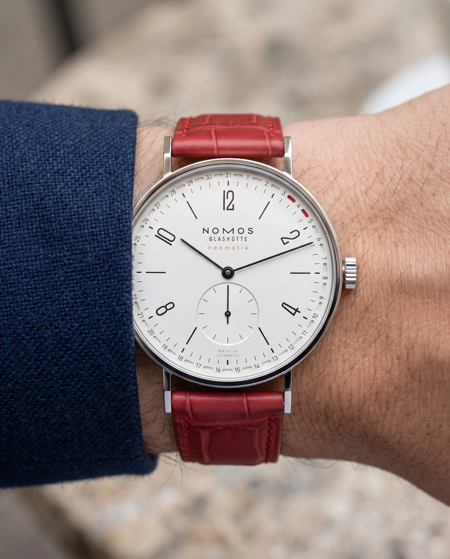 Burnt Rouge (Red)__Croc Print Italian Leather Watch Strap in Red colour for Luxury Dress Watches Lug width sizes : 18mm, 19mm, 20mm, 22mm