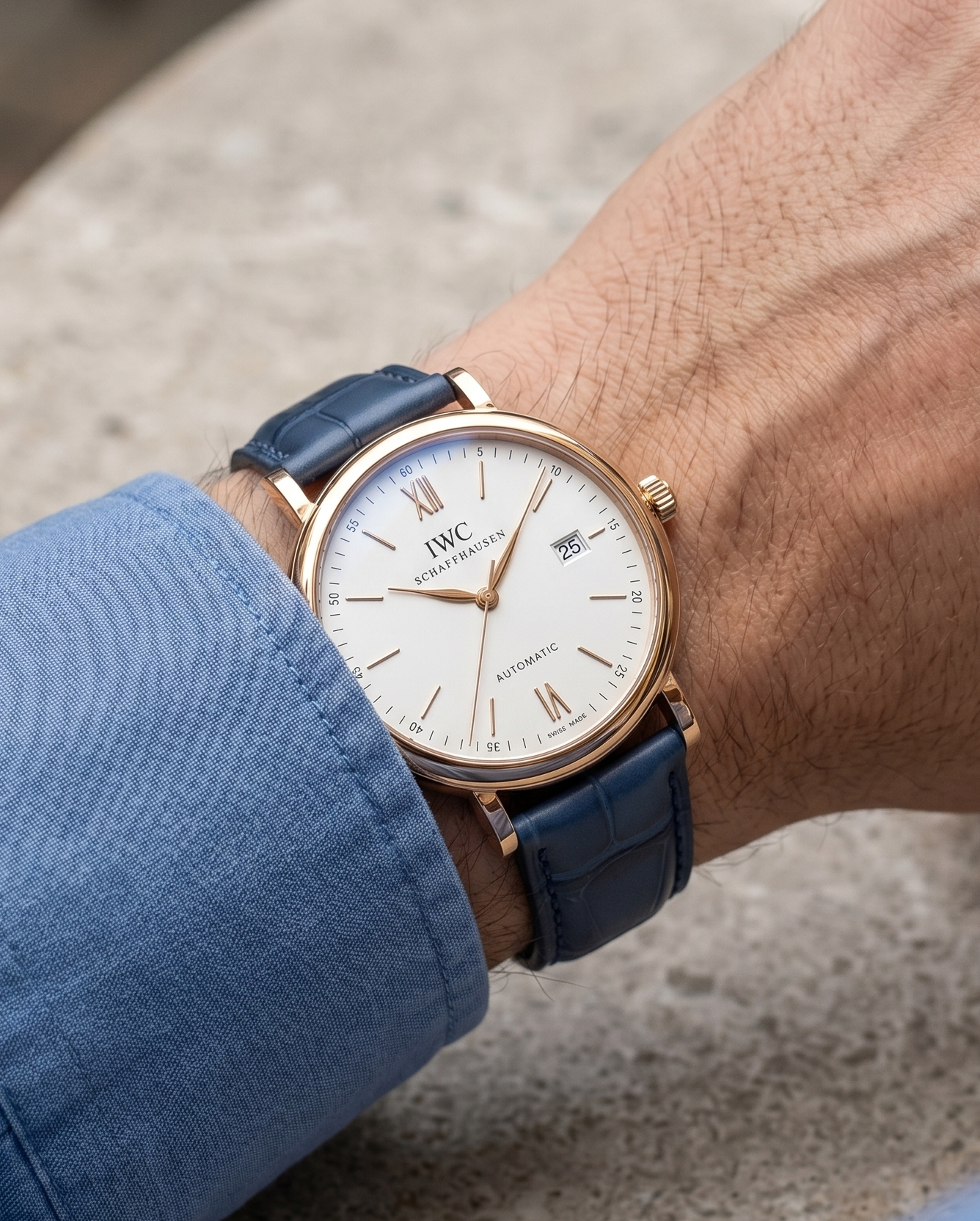 Tailored Navy__Croc Print Italian Leather Watch Strap in Navy for Luxury Dress Watches Lug width sizes : 18mm, 19mm, 20mm, 22mm