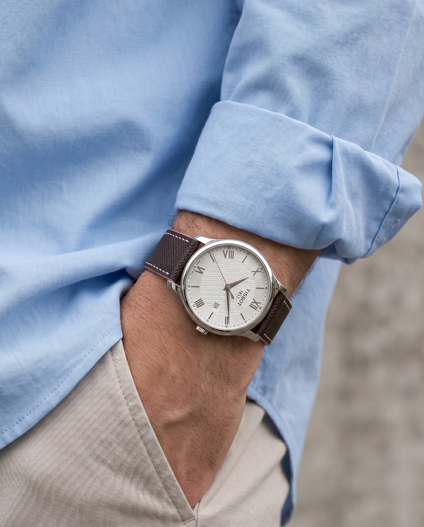 Chocolate Rose__Brown Pink Epsom Italian Leather Watch strap
