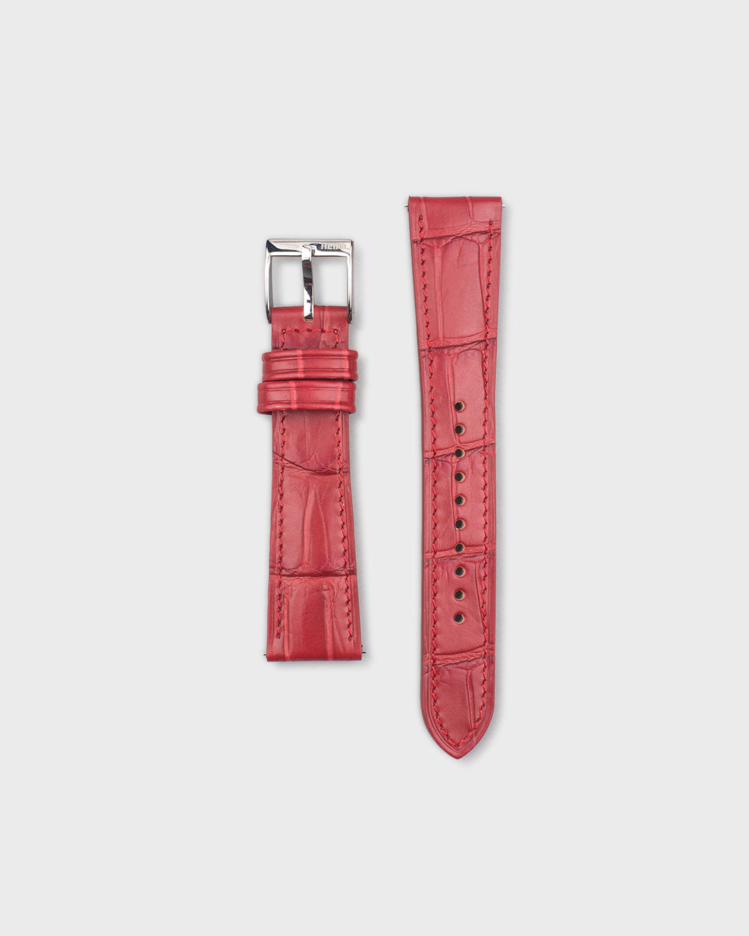 Burnt Rouge (Red)__Croc Print Italian Leather Watch Strap in Red colour for Luxury Dress Watches Lug width sizes : 18mm, 19mm, 20mm, 22mm