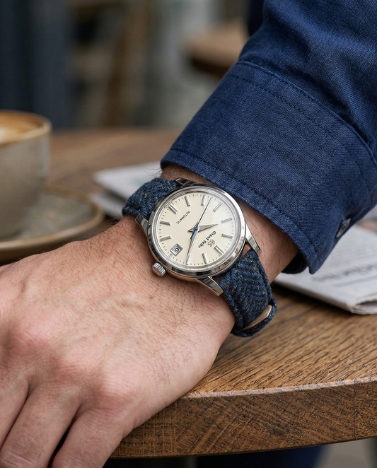 Admiral__BLUE colored Fabric Watch Strap in Tweed for universal watches, sizes : 22mm, 20mm, 18mm, 19mm, 24mm