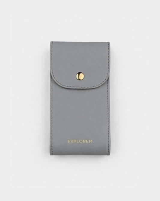 Titanium__Premium Leather Watch Carry Pouch for single watch in Grey
