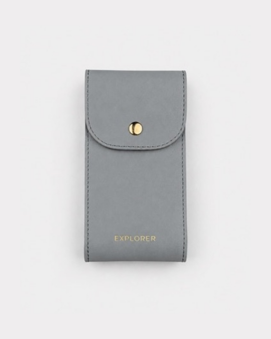 Titanium__Premium Leather Watch Carry Pouch for single watch in Grey
