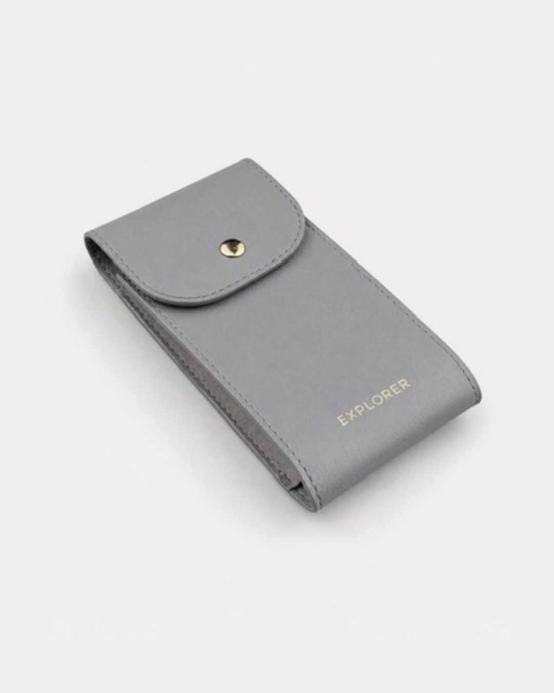 Titanium__Premium Leather Watch Carry Pouch for single watch in Grey
