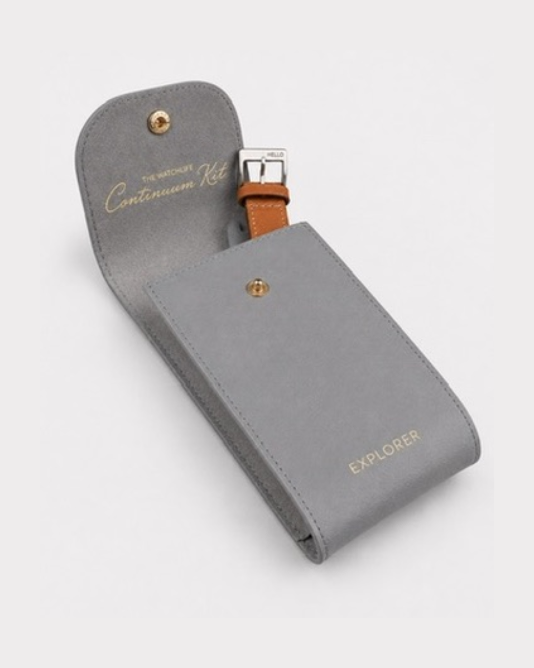 Titanium__Premium Leather Watch Carry Pouch for single watch in Grey
