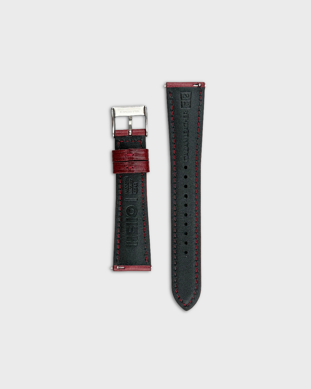 Burgundy__Italian Aniline Leather Dress watch strap in Maroon colour available in 18mm, 19mm, 20mm, 21mm & 22mm