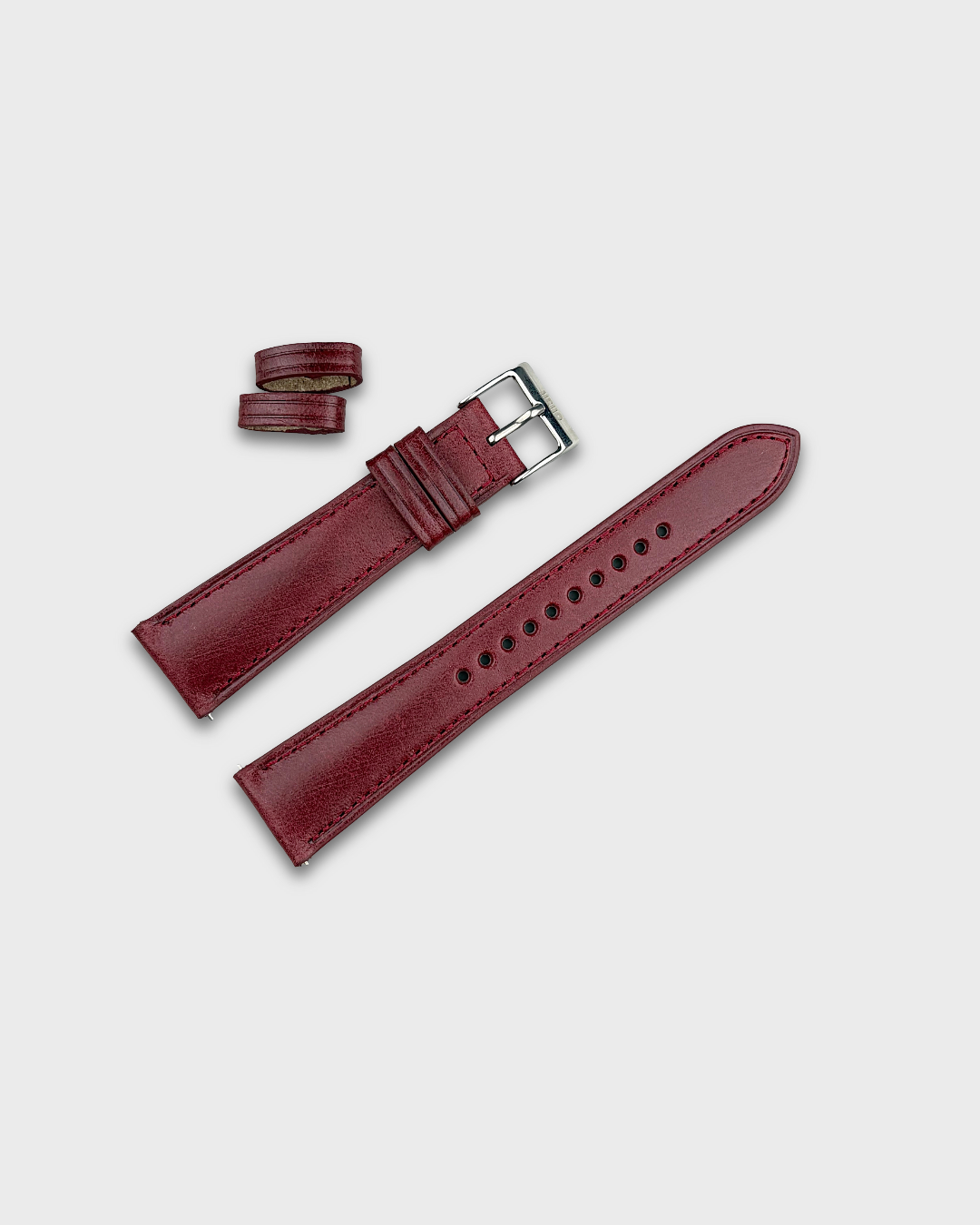 Burgundy__Italian Aniline Leather Dress watch strap in Maroon colour available in 18mm, 19mm, 20mm, 21mm & 22mm
