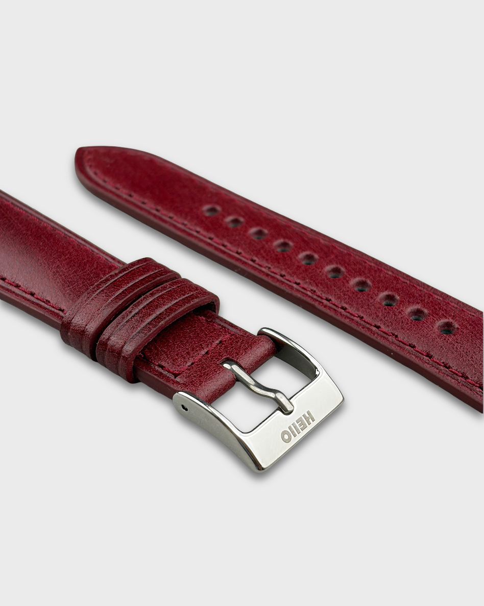 Burgundy__Italian Aniline Leather Dress watch strap in Maroon colour available in 18mm, 19mm, 20mm, 21mm & 22mm
