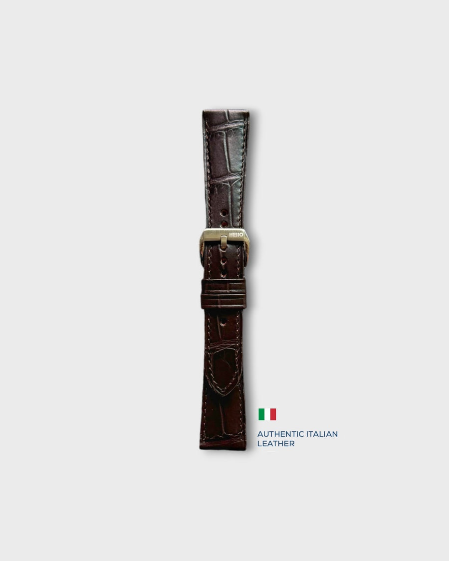 Espresso__croc printed italian Leather watch strap