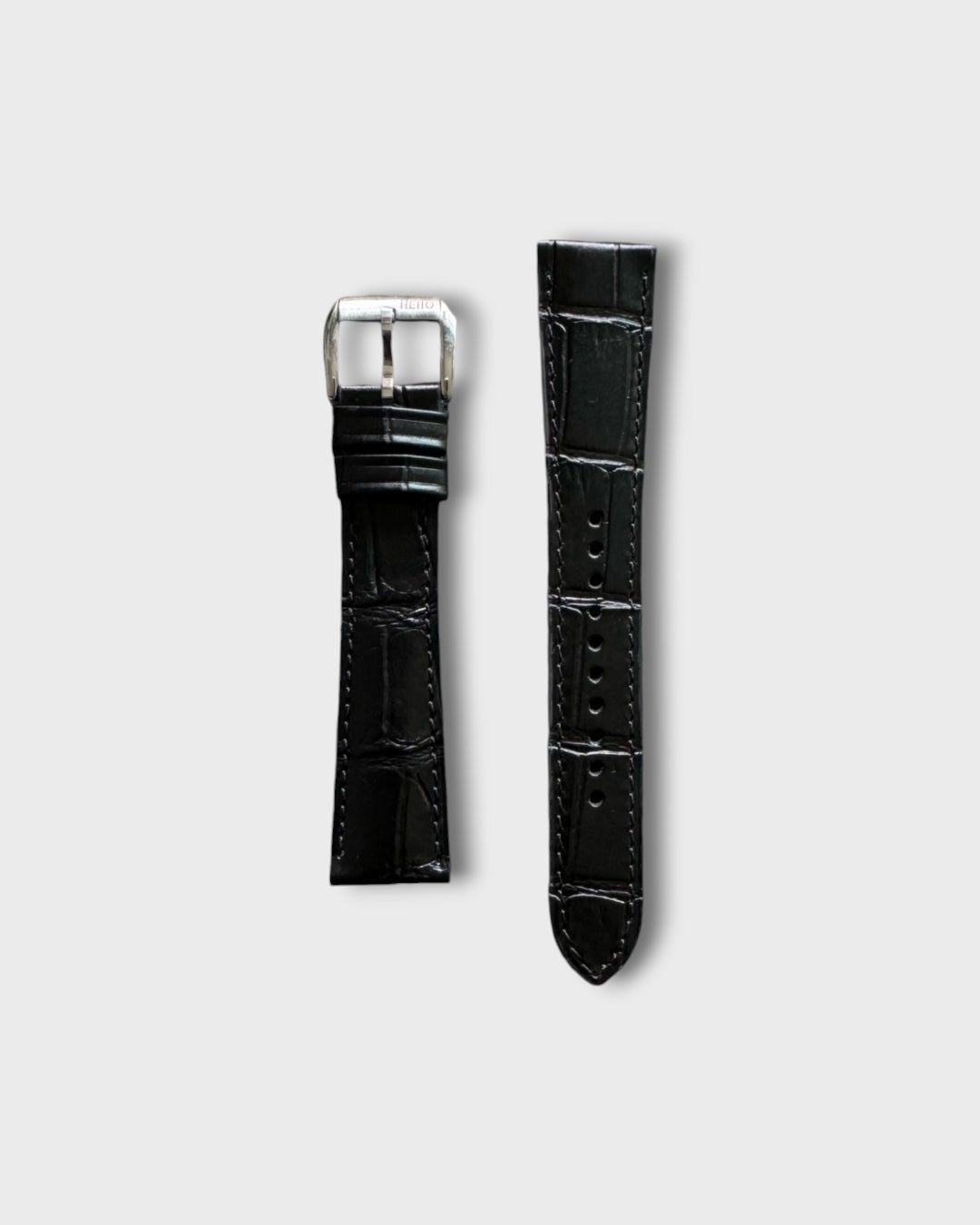 Tuxedo__Black croc printed italian Leather watch strap