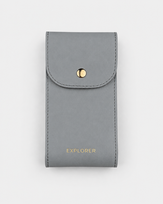 Titanium__Premium Leather Watch Carry Pouch for single watch in Grey