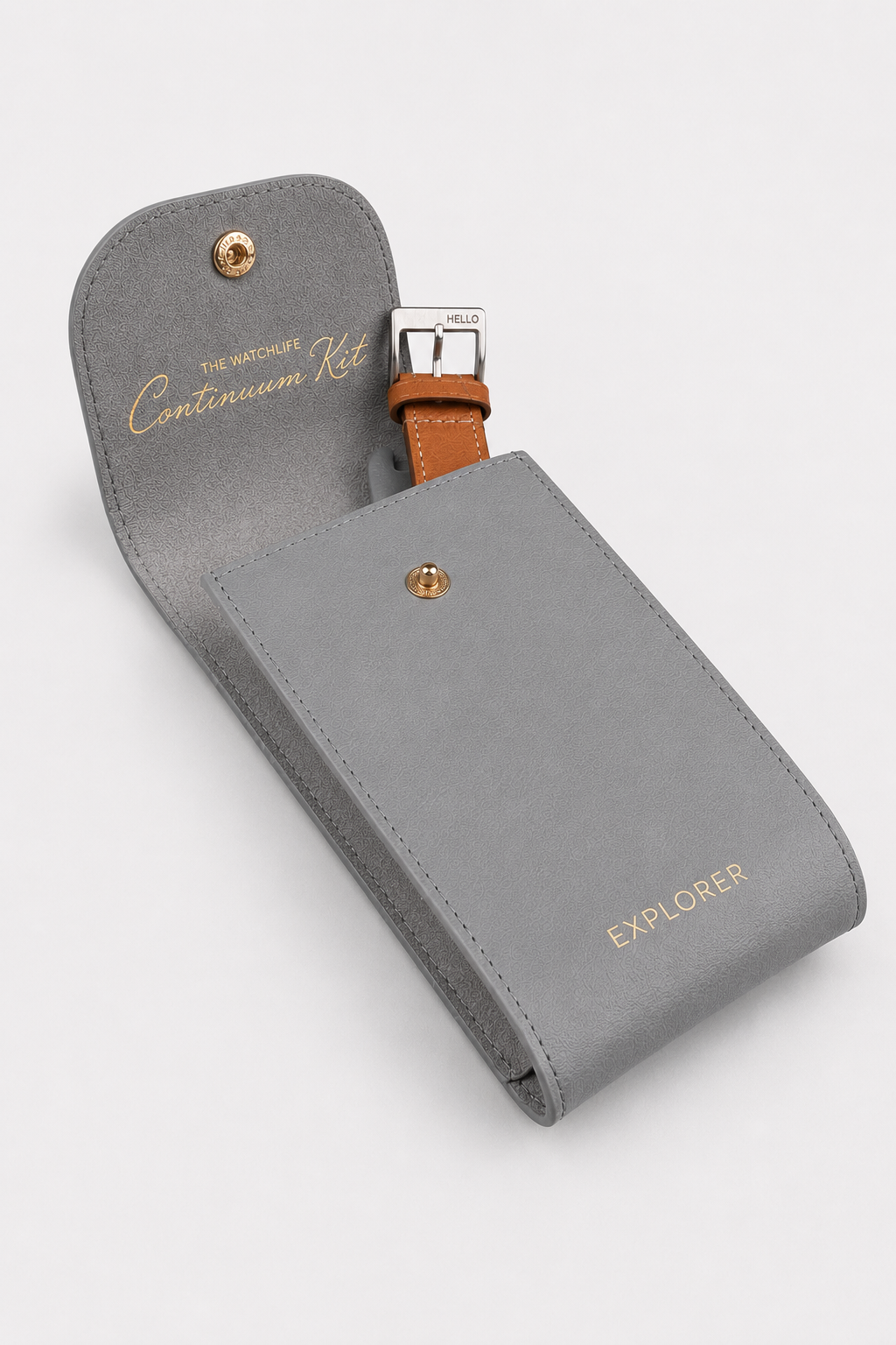 Titanium__Premium Leather Watch Carry Pouch for single watch in Grey