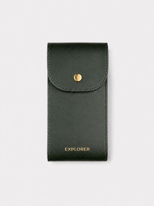 Deep Forest__Premium Leather Watch Carry Pouch for single watch in deep Green colour