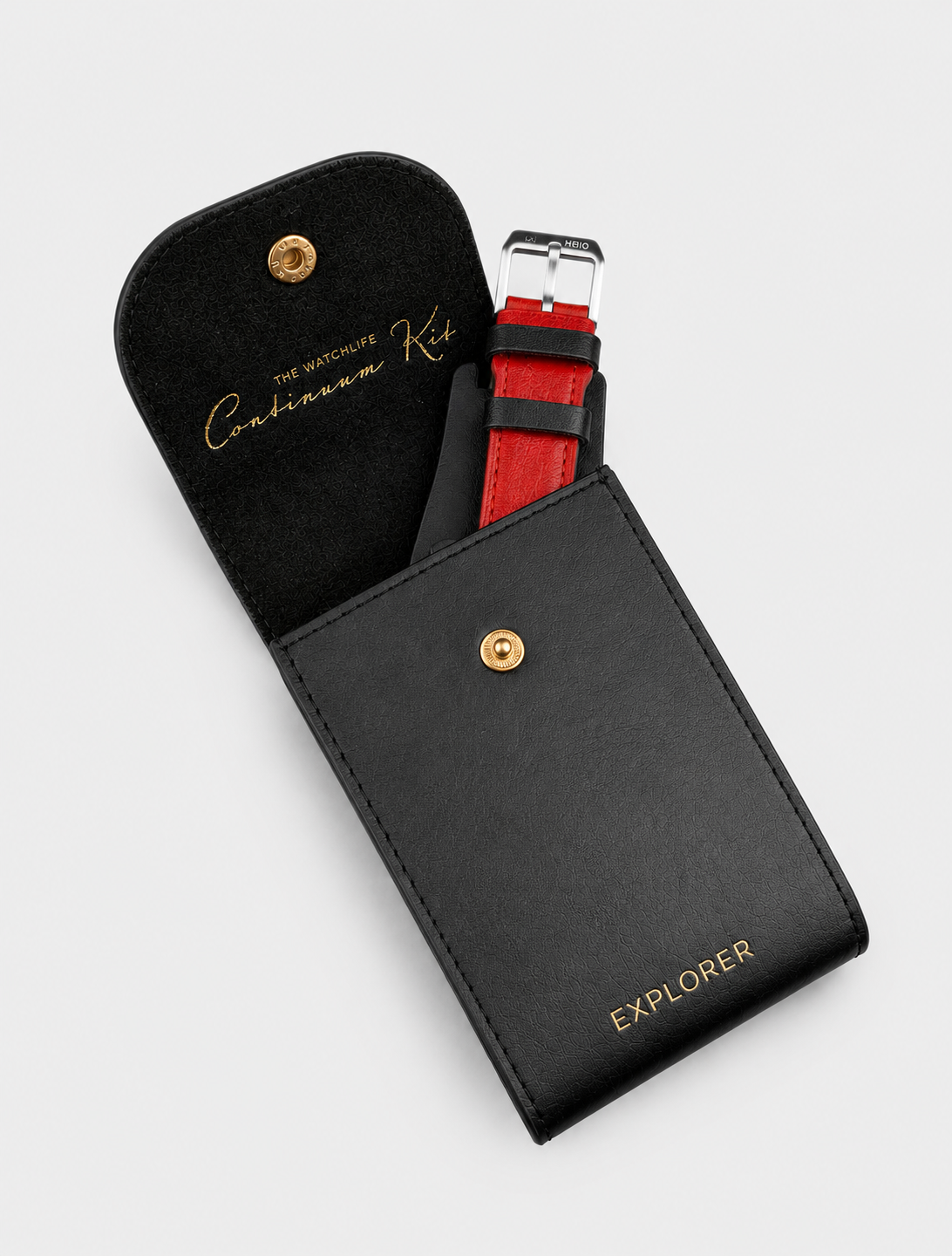 DLC Black__Premium Leather Watch Carry Pouch for single watch in Black