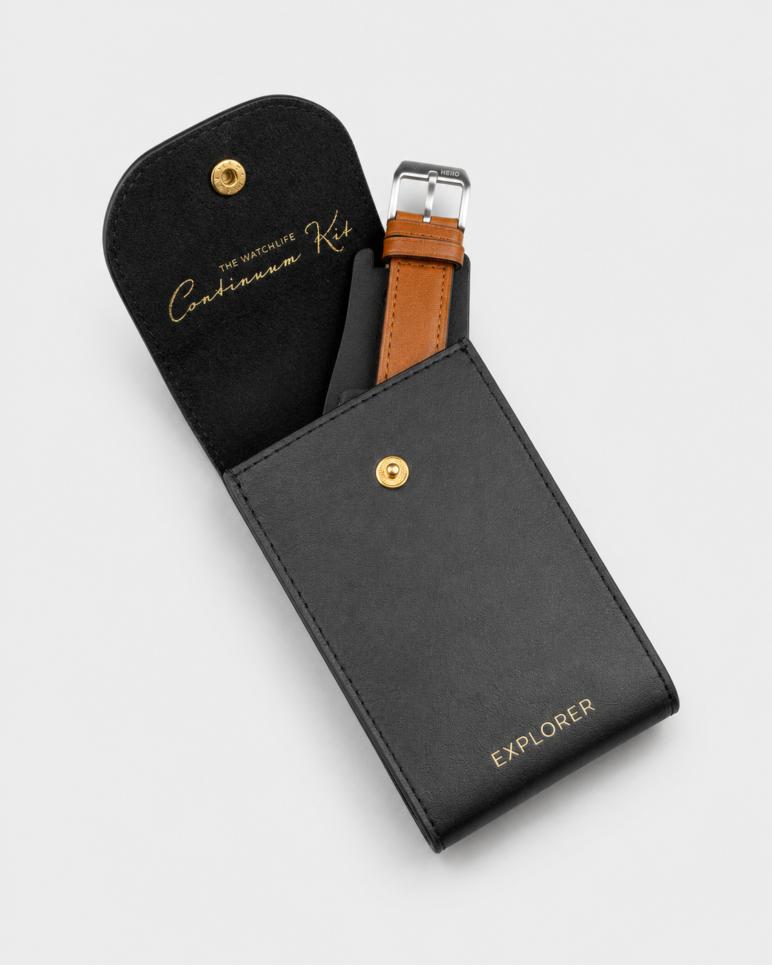 DLC Black__Premium Leather Watch Carry Pouch for single watch in Black