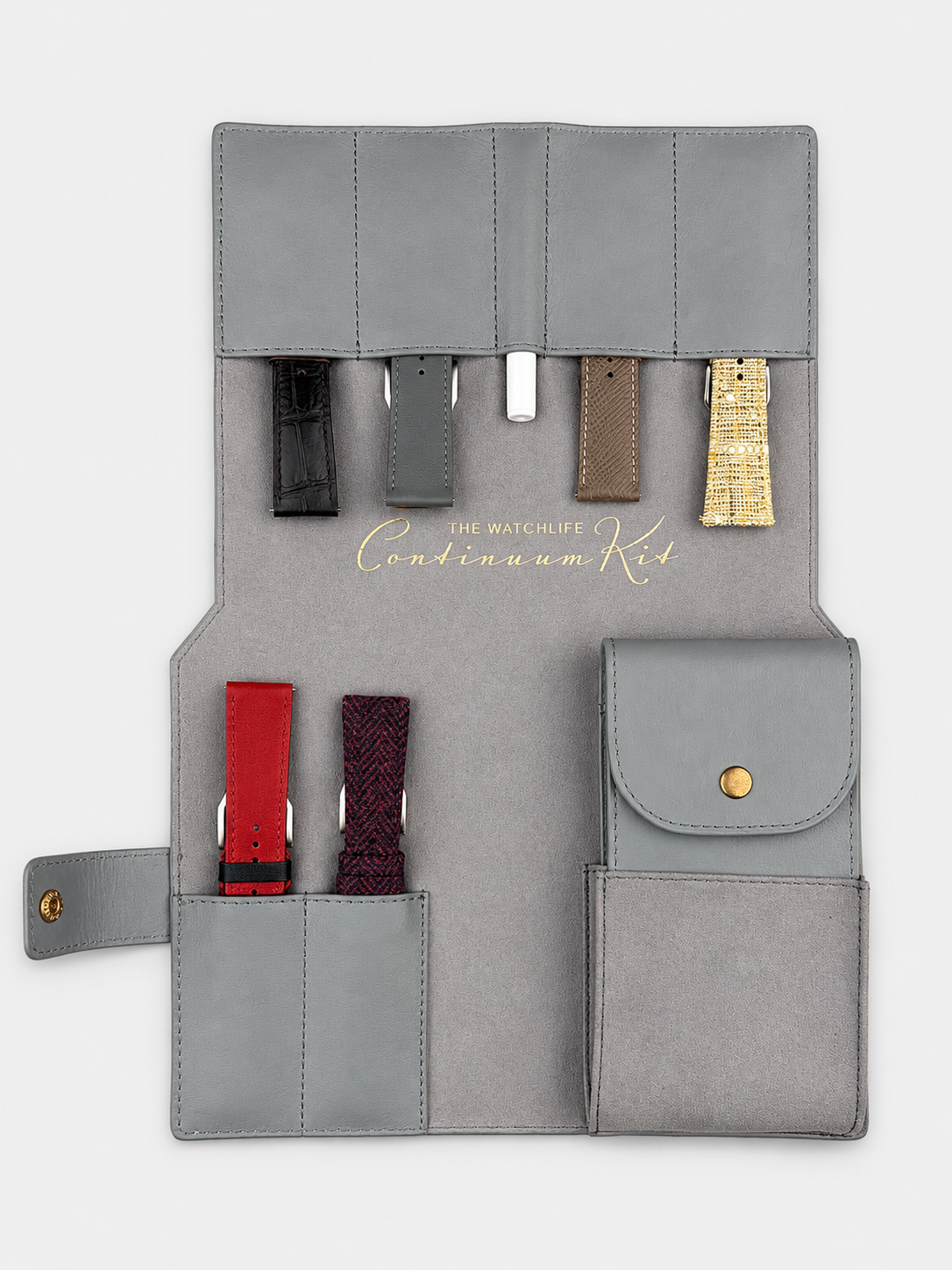 6 STRAP FOLIO + WATCH POUCH__Compact Watch Strap folio with watch carry pouch in premium Napa leather made to carry watches & straps while travelling.