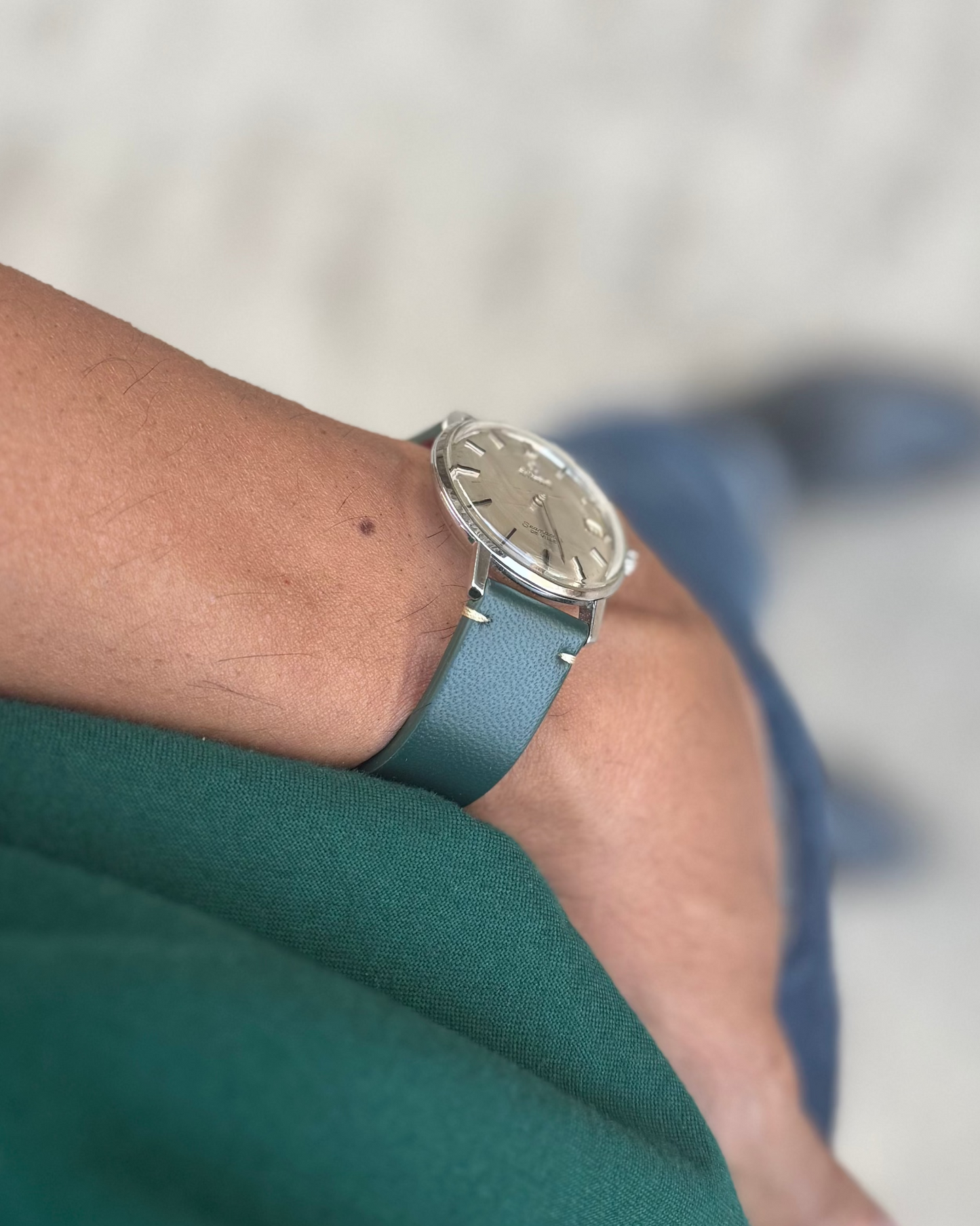 DEEP FOREST__Green Sheep Napa leather watch strap for vintage & sporty watches in 18mm, 20mm, 22mm