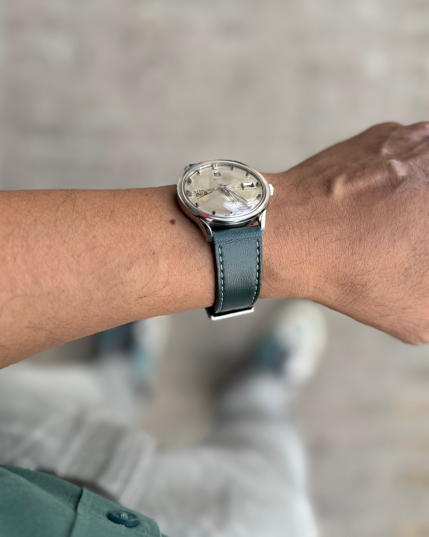 DEEP FOREST__Deep green colored sheep Napa leather watch straps for universal watches, dress watches, sporty watches