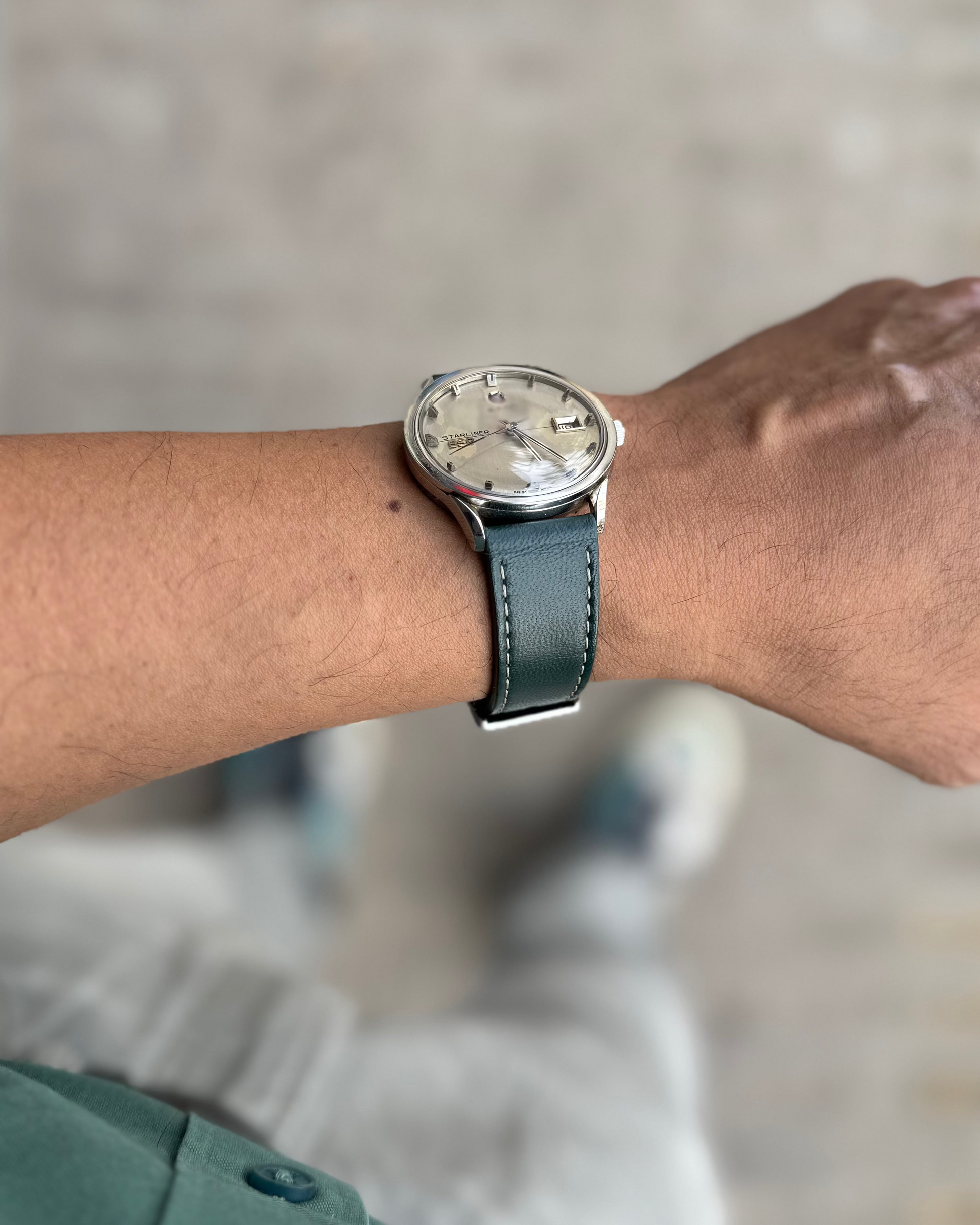 DEEP FOREST__Deep green colored sheep Napa leather watch straps for universal watches, dress watches, sporty watches