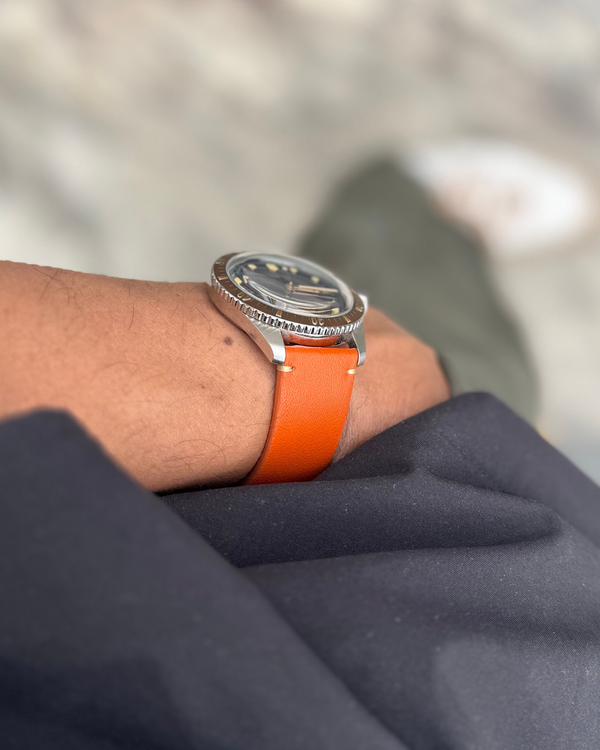 CARROT ORANGE__Orange sheep Napa leather watch strap in sizes 18mm, 20mm, 22mm
