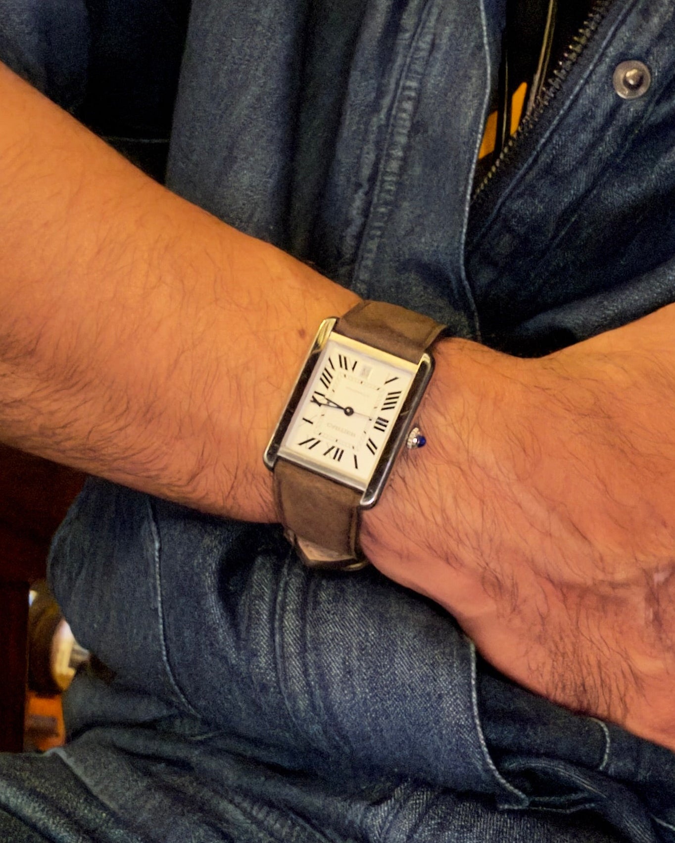 Wet Earth__Premium Watch Strap in Goat Suede leather Brown Colour with Silver Buckle
