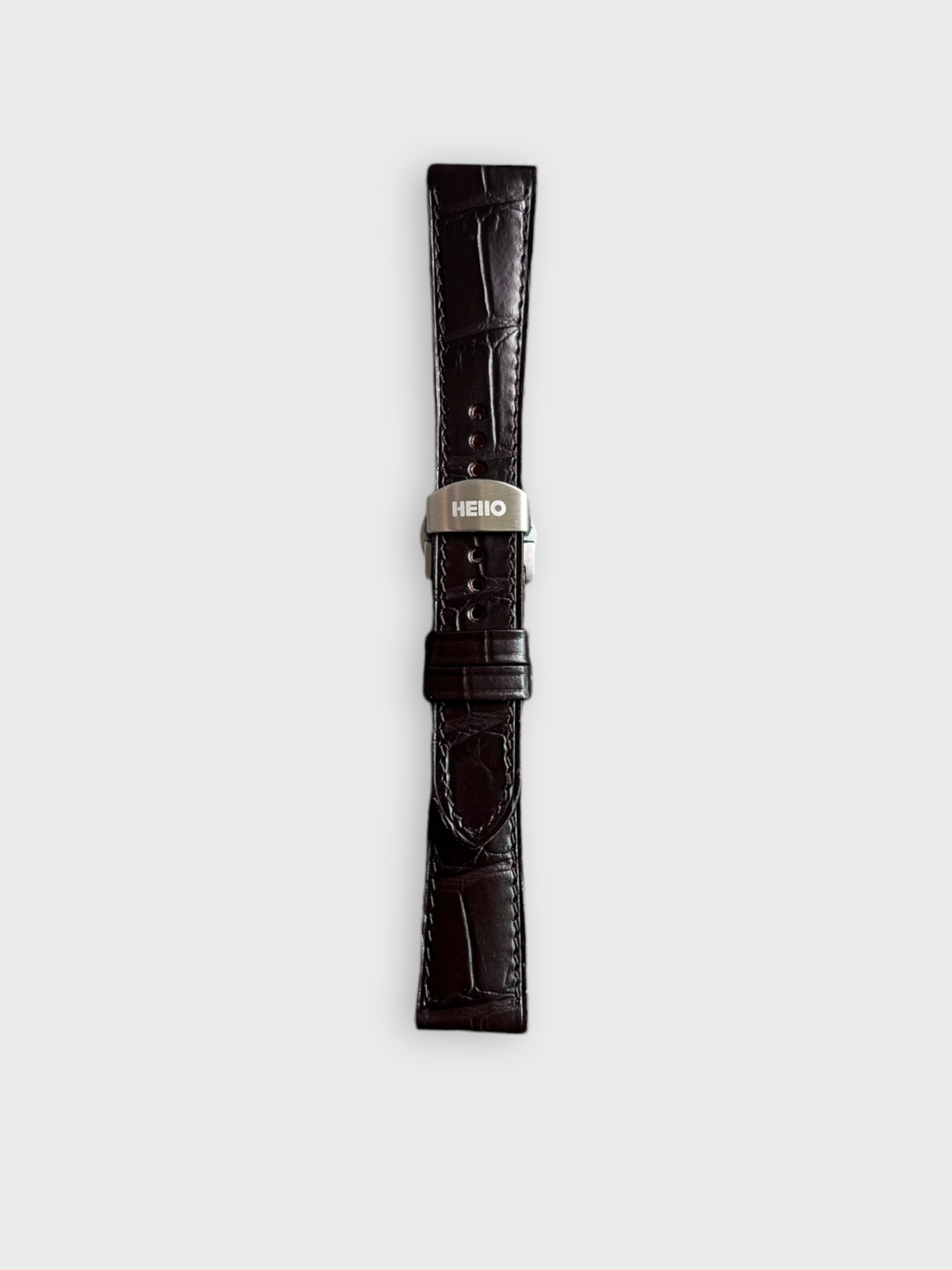 Rich Espresso__Croc Print Italian Leather Watch Strap in dark brown colour for Luxury Dress Watches Lug width sizes : 18mm, 19mm, 20mm, 22mm