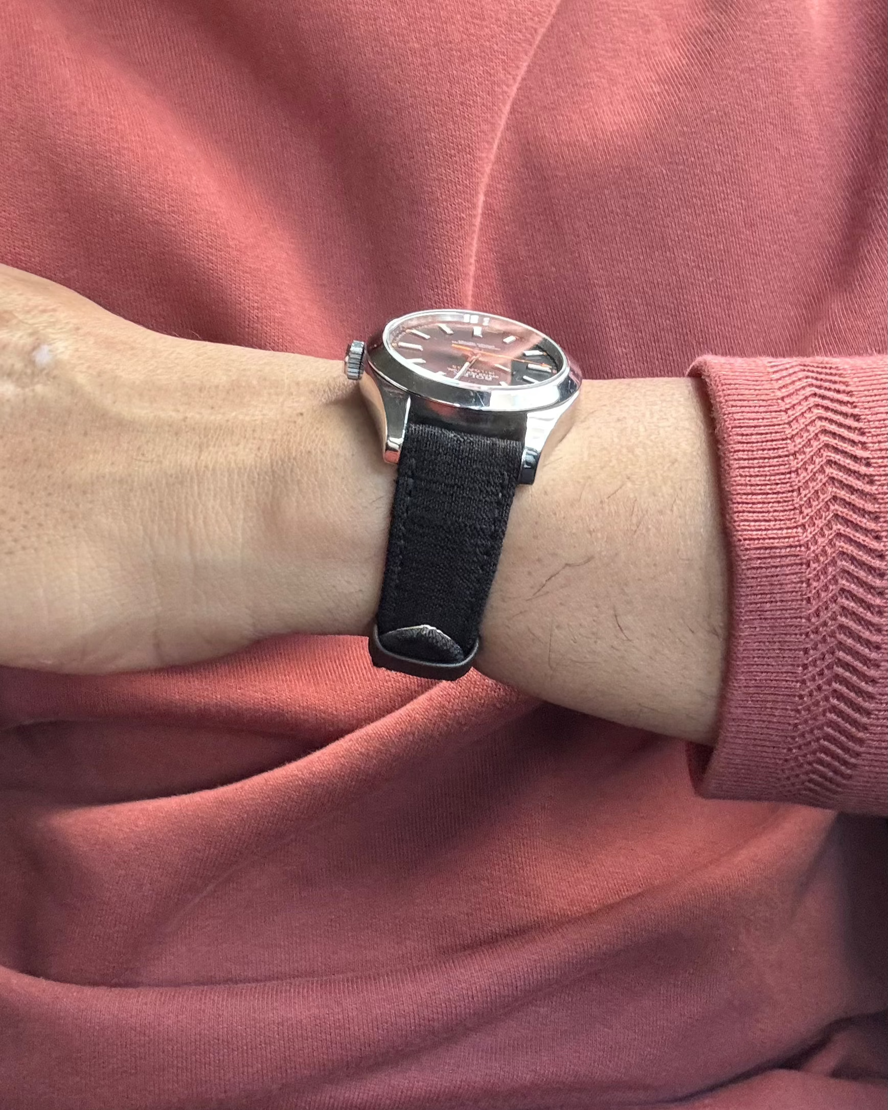 Noir Weave__Indian Silk Khadi Fabric Watch Strap 100% Vegan
