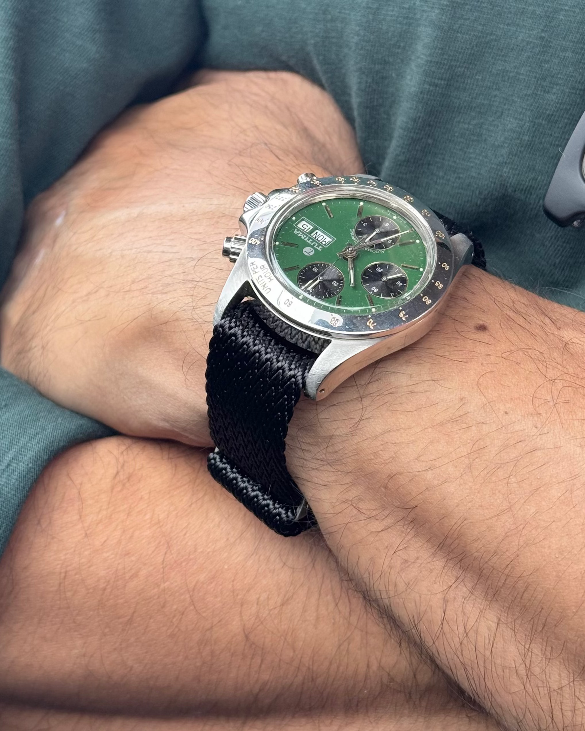 Blacktip Shark__ Premium Black colored Sharktooth pattern nylon NATO Watch strap in sizes 20mm, 22mm