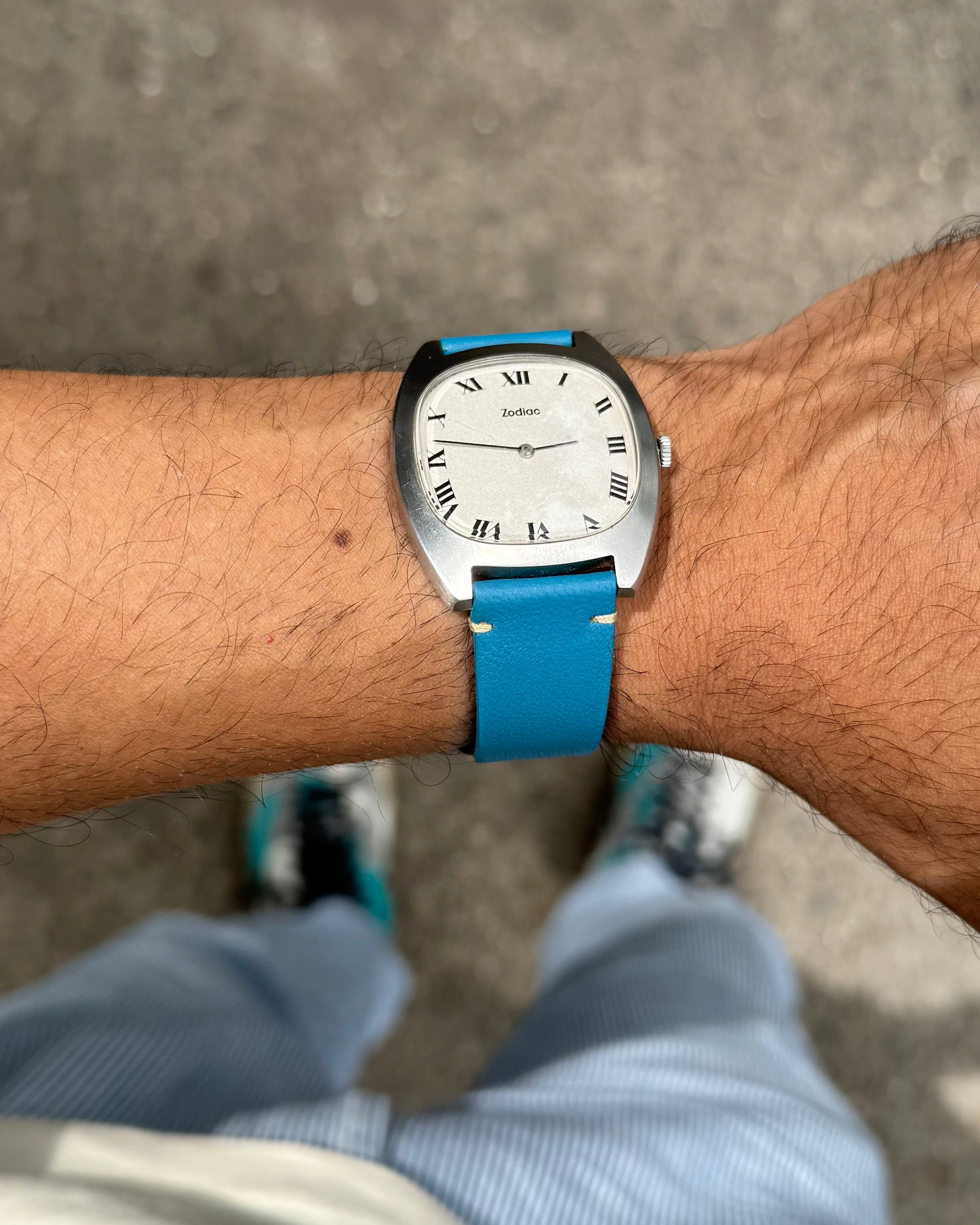 IGUANA BLUE__TURQUOISE BLUE COLORED sheep Napa leather watch strap in sizes 18mm, 20mm, 22mm