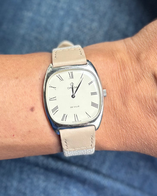 Bombay Cream__ Cotton Linen Cream White colored fabric Converso Watch Strap in 18mm, 20mm, 22mm