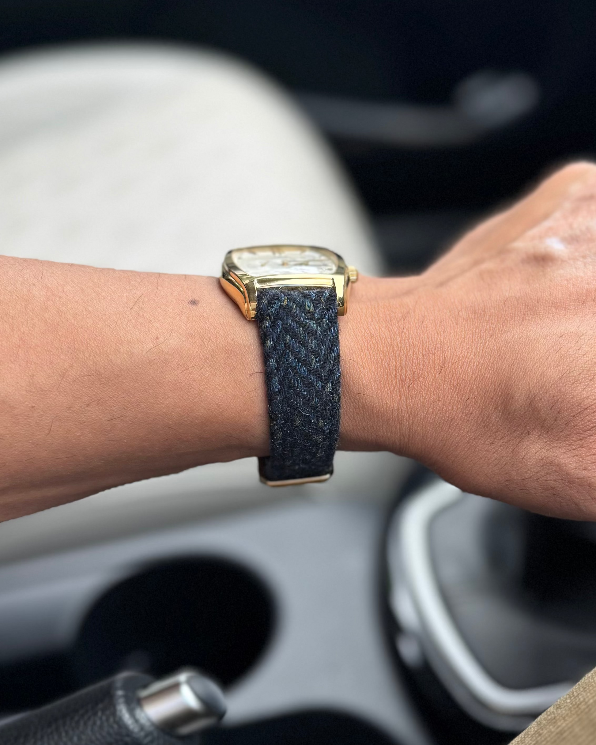 Admiral__BLUE colored Fabric Watch Strap in Tweed for universal watches, sizes : 22mm, 20mm, 18mm, 19mm, 24mm