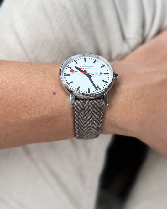 Truffle__Brown Tweed Fabric Watch Strap in sizes 18mm, 20mm, 22mm, 24mm