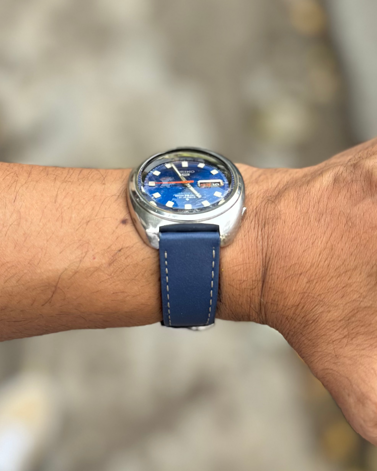 VAN GOGH BLUE__Navy Blue colored Sheep Napa Leather watch strap in 18mm, 19mm, 20mm, 21mm, 22mm