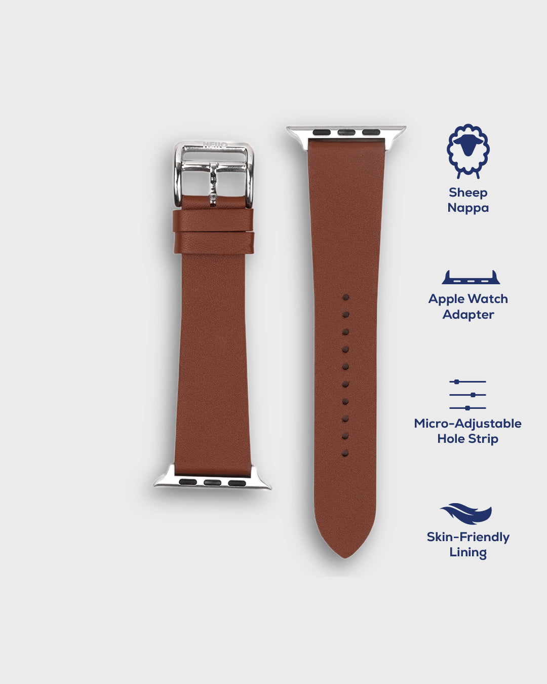 GINGERBREAD__Brown color apple leather watch band