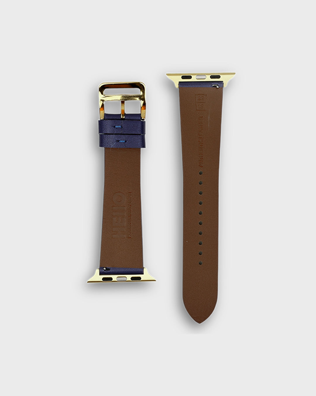 VAN GOGH BLUE__Brown leather watch band for apple 