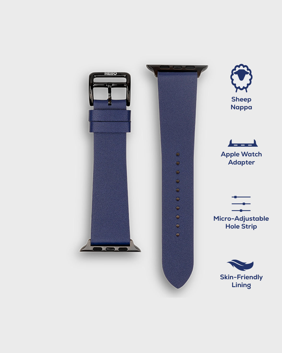 VAN GOGH BLUE__ apple watch band in leather material 