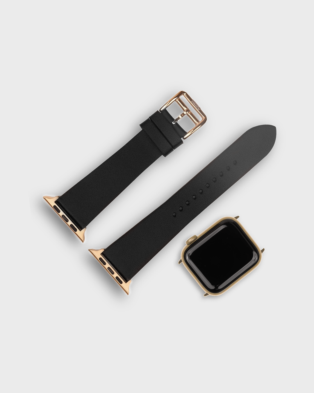 Black Hawk__Black leather strap for apple watch 