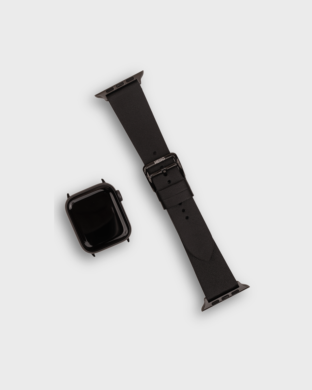 Black Hawk__Black leather strap for apple watch