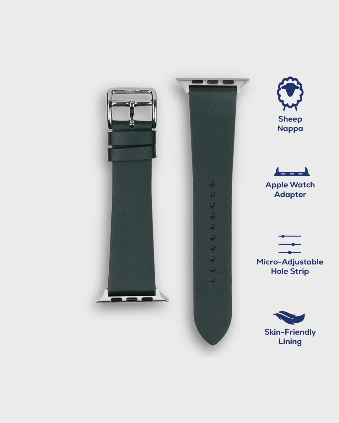Deep Forest__Green Color apple watch band in leather