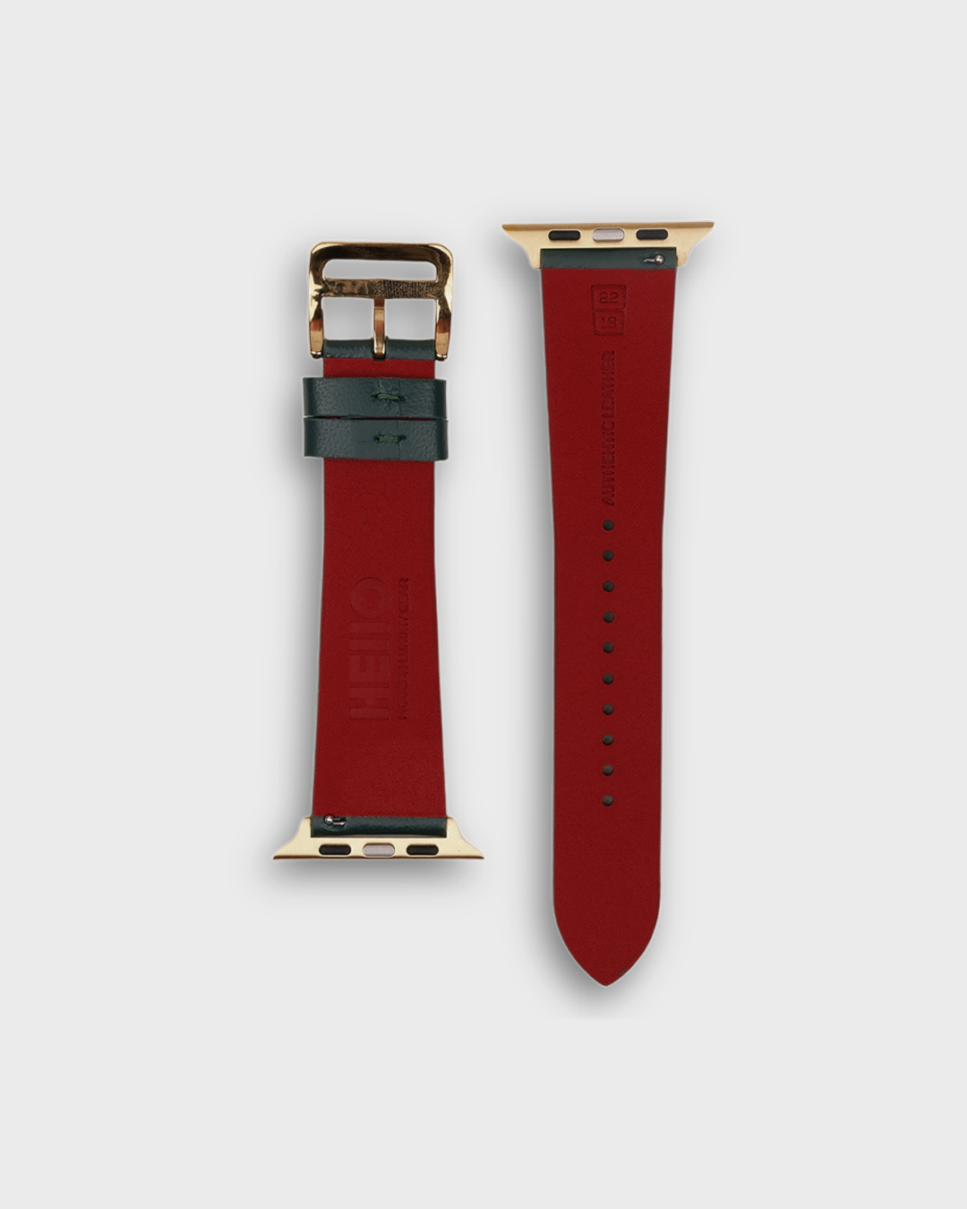Deep Forest__Red Color Apple watch band in leather
