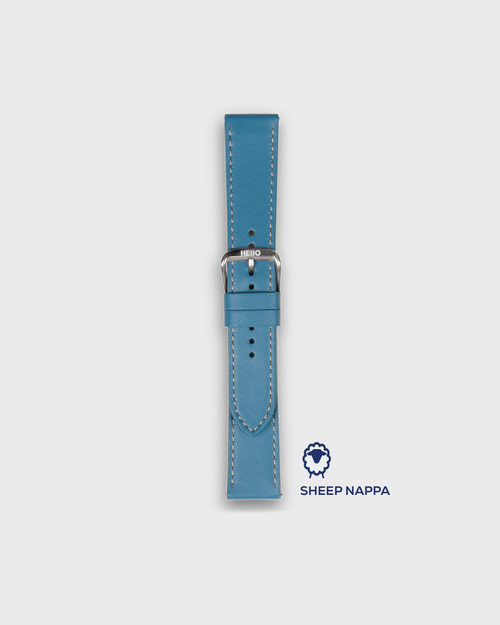 IGUANA BLUE__turquoise Blue Sheep Napa Leather watch strap for universal watches in 18mm, 19mm, 20mm, 21mm, 22mm