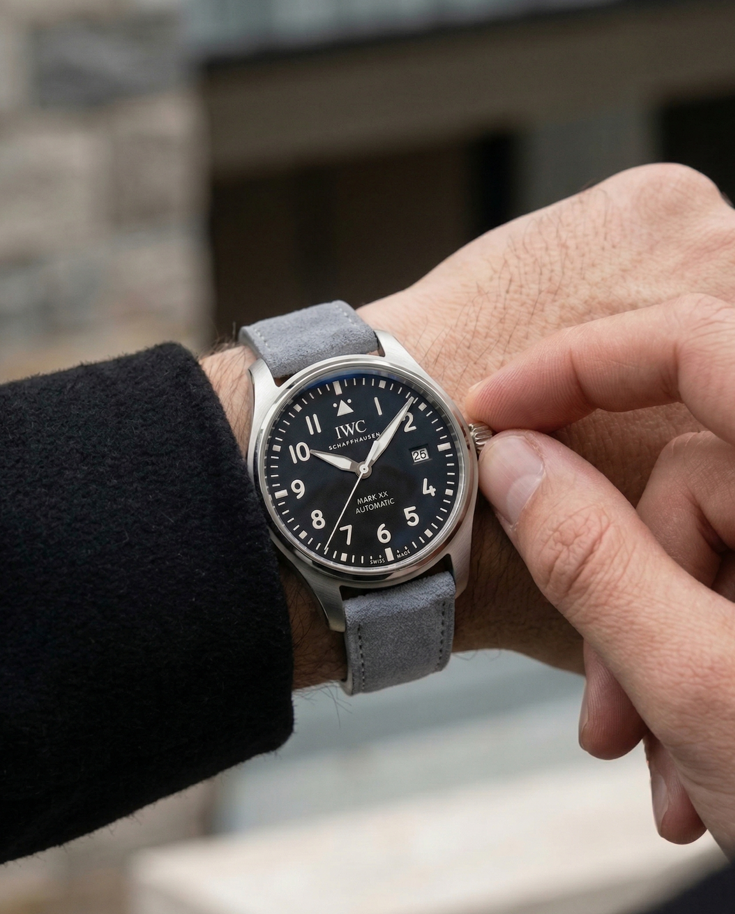 Monsoon Sky__Grey Premium Goat Suede Leather Watch Strap