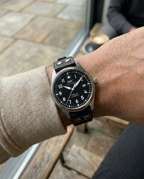 Rolling Stones (Mad Black) / 20mm / IWC Style Tang Steel Buckle - Silver